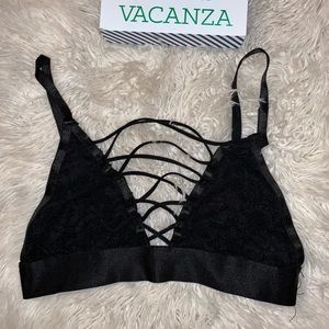 Lace halter bralette color black size M